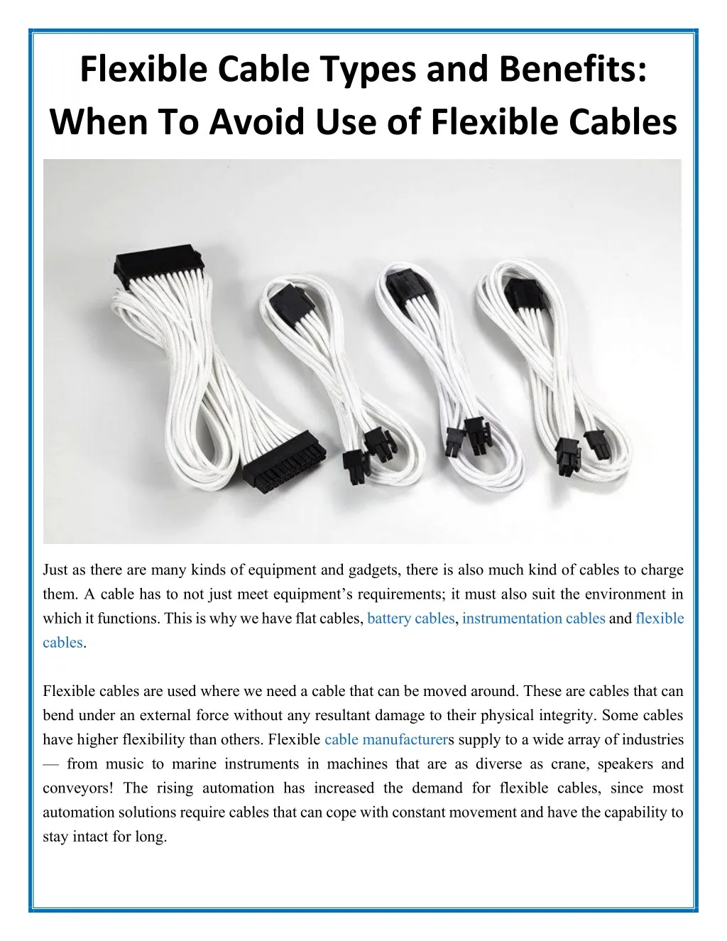 flexible cable types and benefits when to avoid