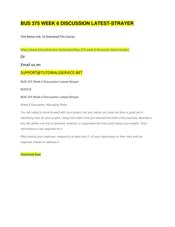 bus 375 week 6 discussion latest strayer