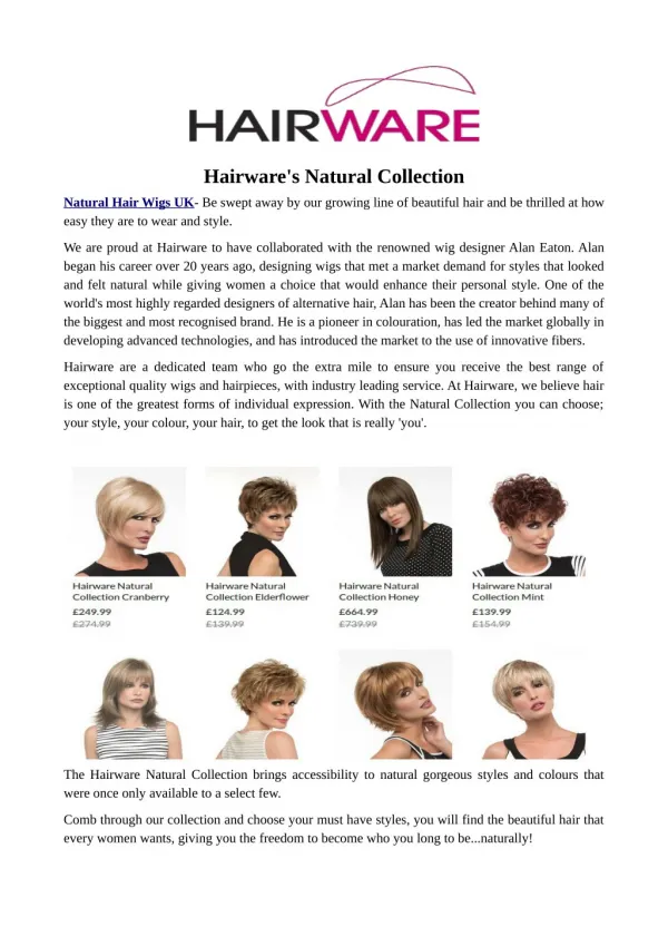 Hairware's Natural Collection