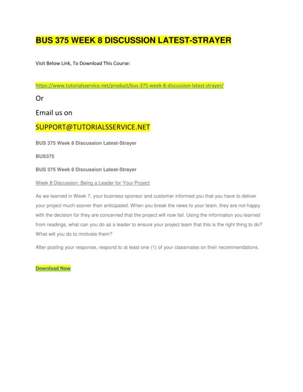 bus 375 week 8 discussion latest strayer