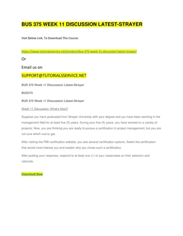 bus 375 week 11 discussion latest strayer