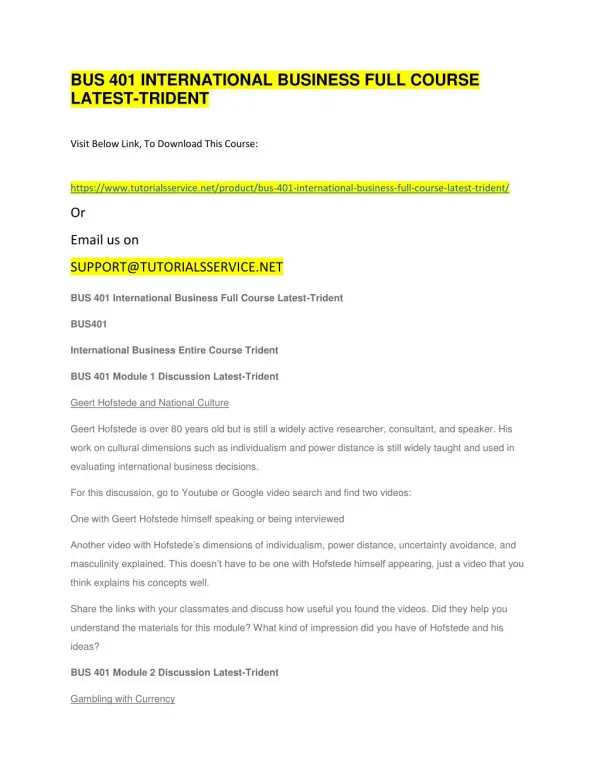 bus 401 international business full course latest