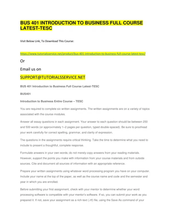 bus 401 introduction to business full course