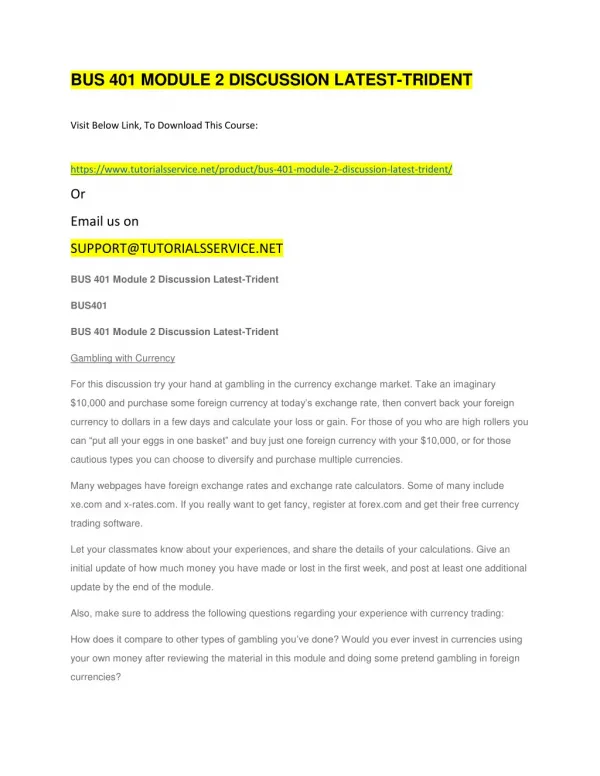 bus 401 module 2 discussion latest trident