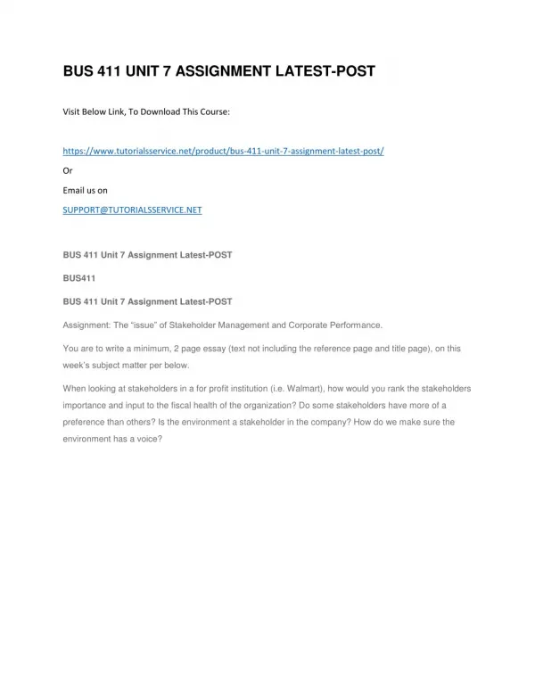 bus 411 unit 7 assignment latest post