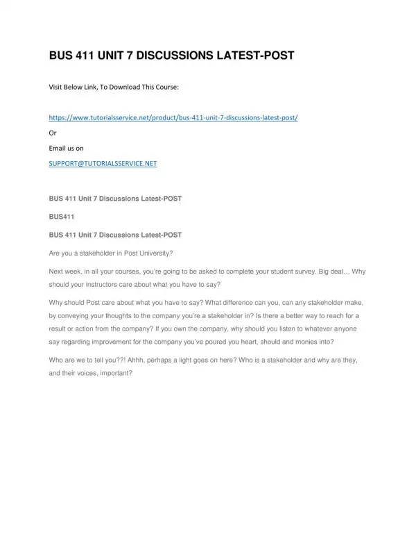 bus 411 unit 7 discussions latest post