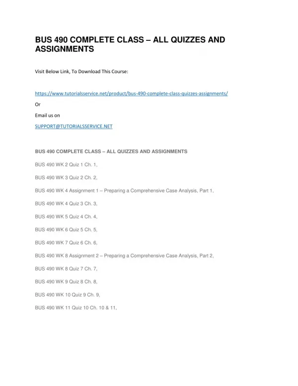 bus 490 complete class all quizzes and assignments