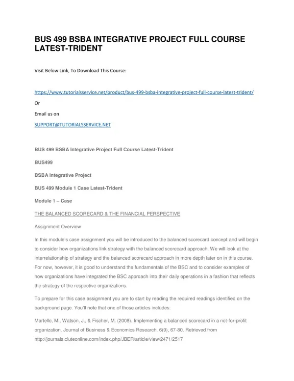 bus 499 bsba integrative project full course
