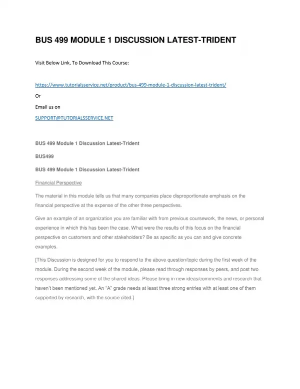 bus 499 module 1 discussion latest trident