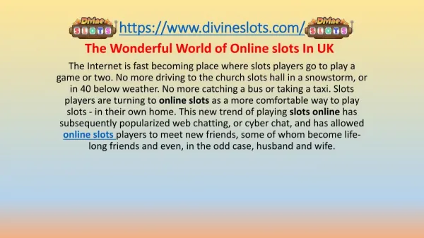 The Wonderful World of Online slots In UK