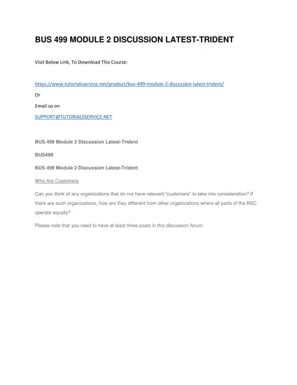 bus 499 module 2 discussion latest trident