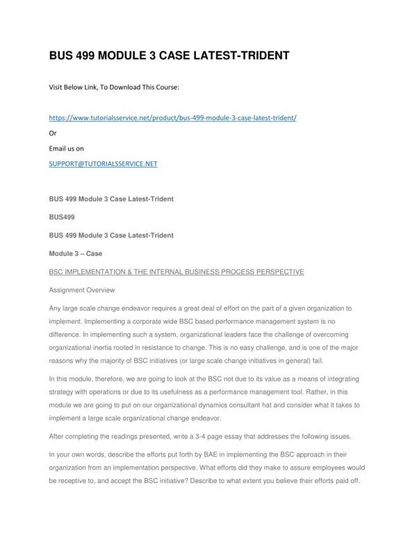 bus 499 module 3 case latest trident