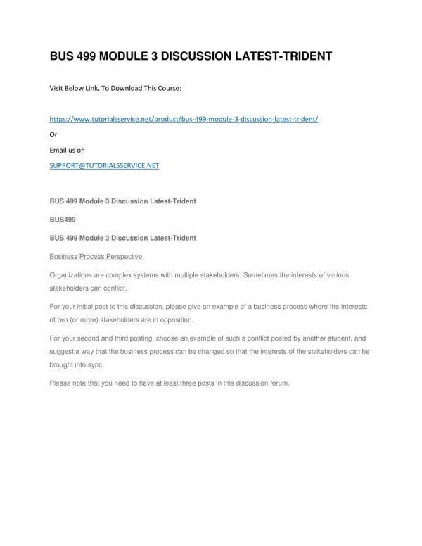bus 499 module 3 discussion latest trident