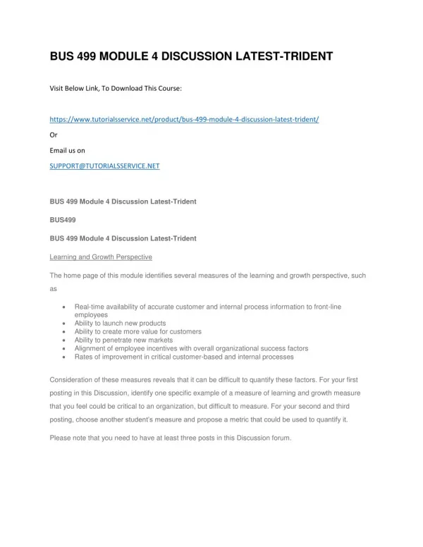 bus 499 module 4 discussion latest trident