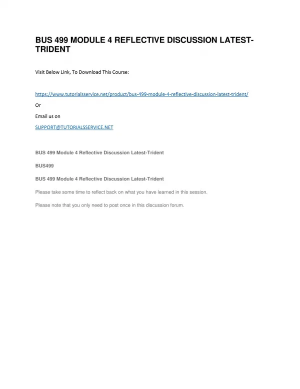 bus 499 module 4 reflective discussion latest