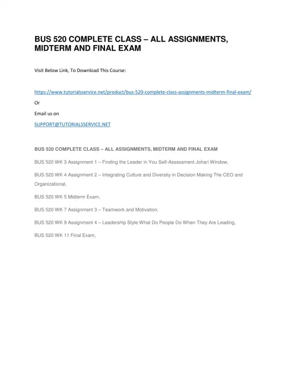 bus 520 complete class all assignments midterm