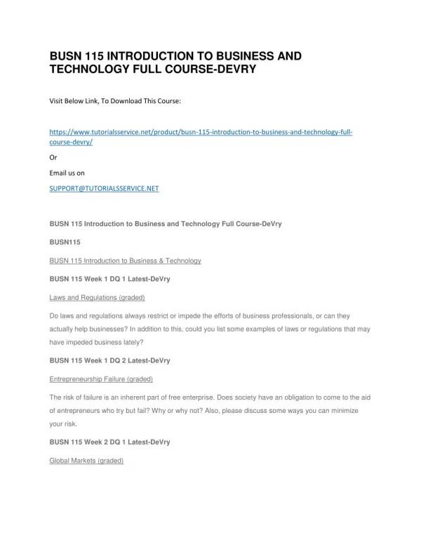 busn 115 introduction to business and technology