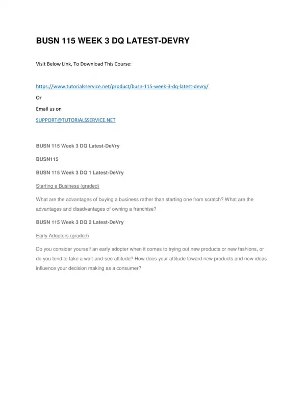 busn 115 week 3 dq latest devry