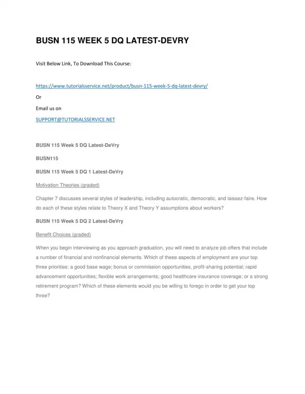 busn 115 week 5 dq latest devry