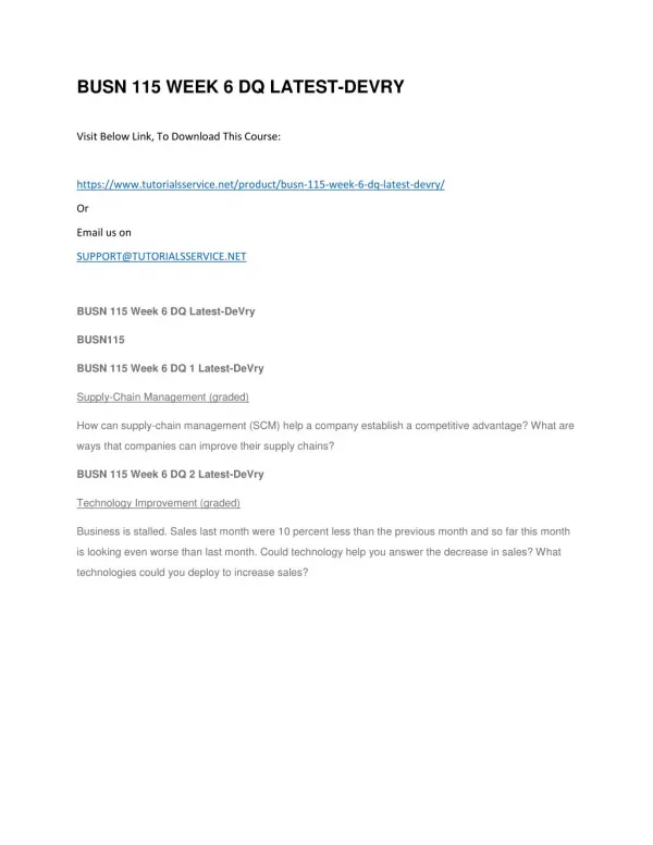 busn 115 week 6 dq latest devry