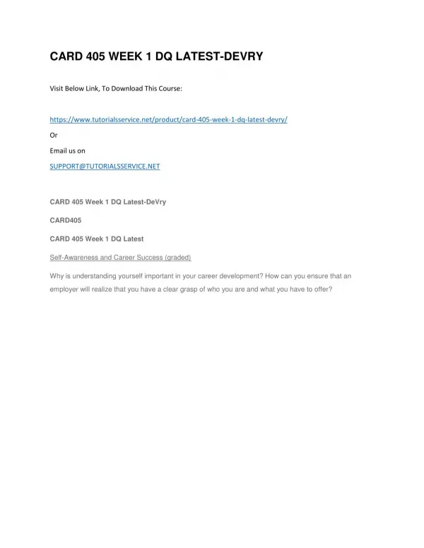 card 405 week 1 dq latest devry