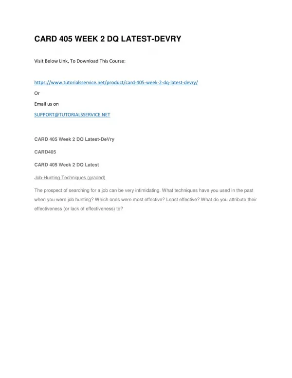 card 405 week 2 dq latest devry