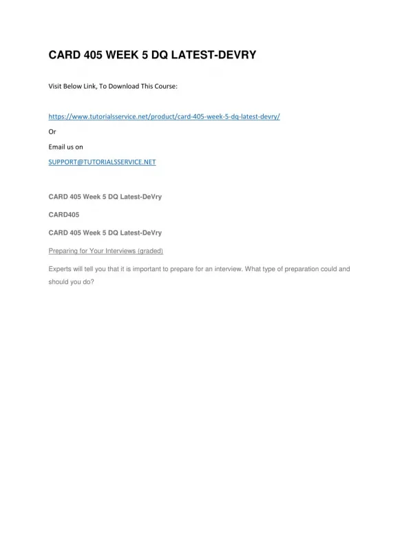card 405 week 5 dq latest devry