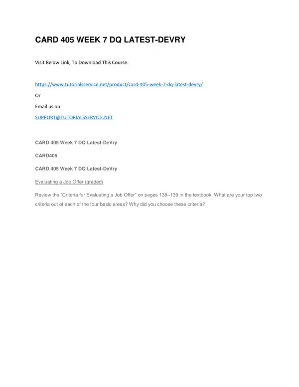 card 405 week 7 dq latest devry