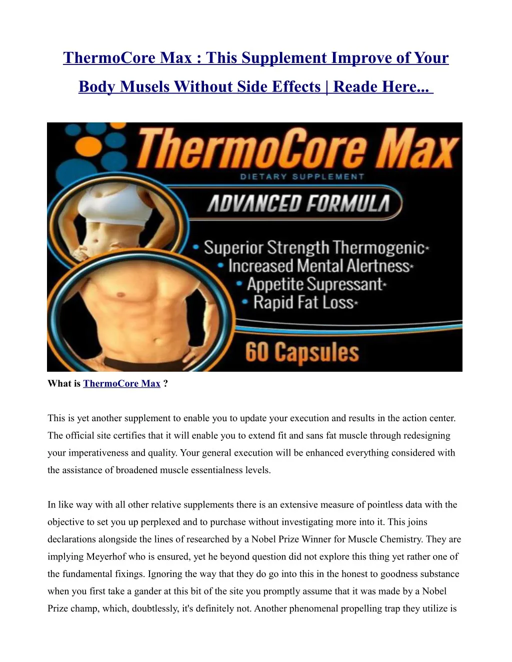 thermocore max this supplement improve of your