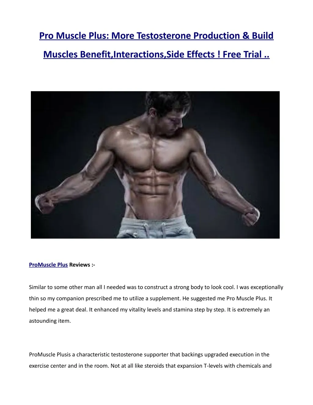 pro muscle plus more testosterone production build