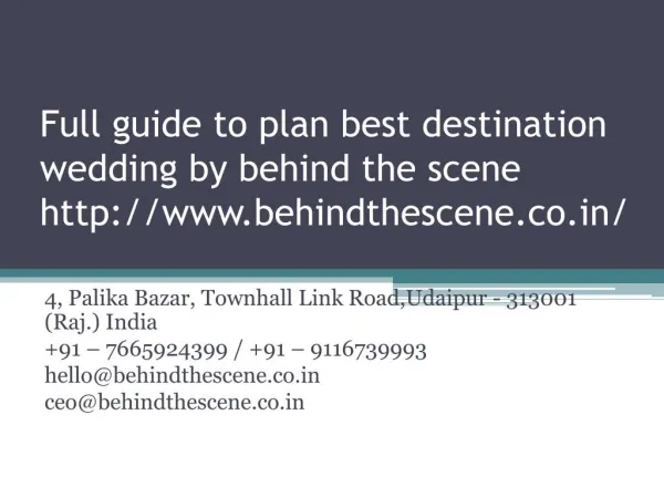 Full to plan best destination wedding by behind the scene