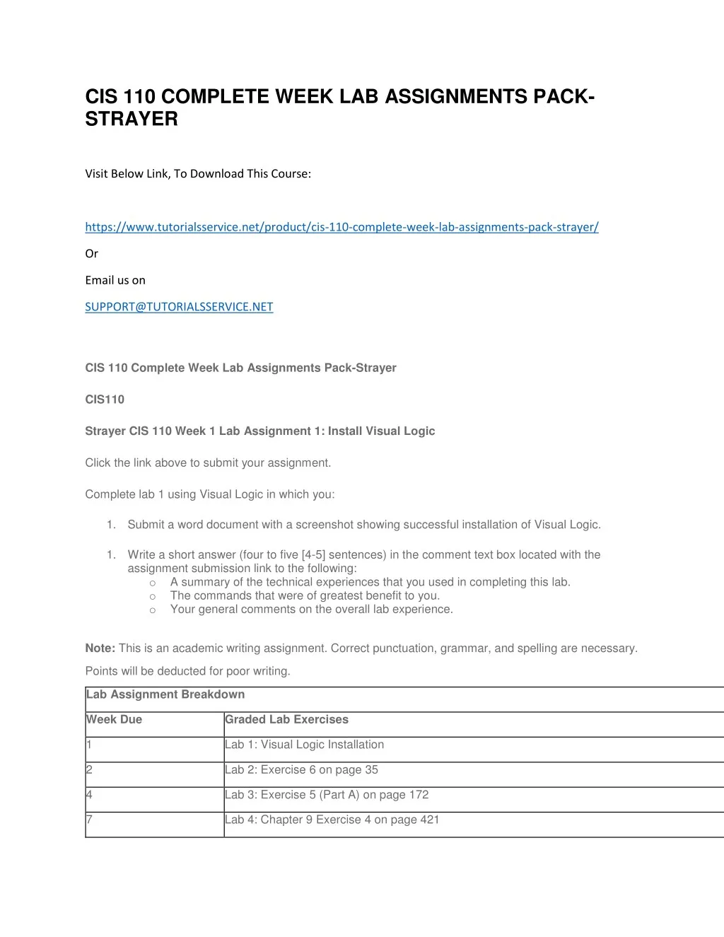 cis 110 complete week lab assignments pack strayer