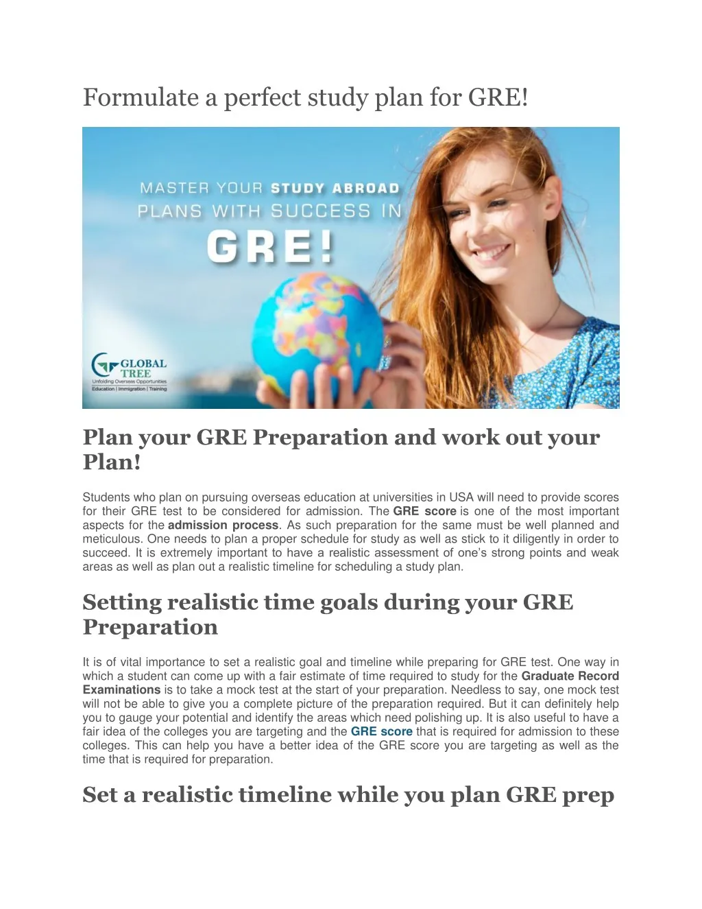 formulate a perfect study plan for gre