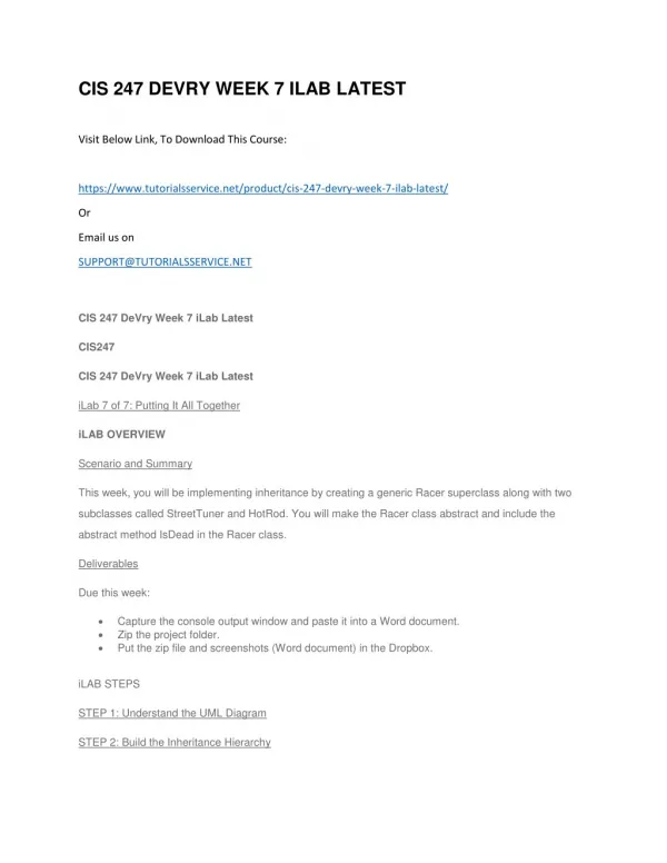 cis 247 devry week 7 ilab latest