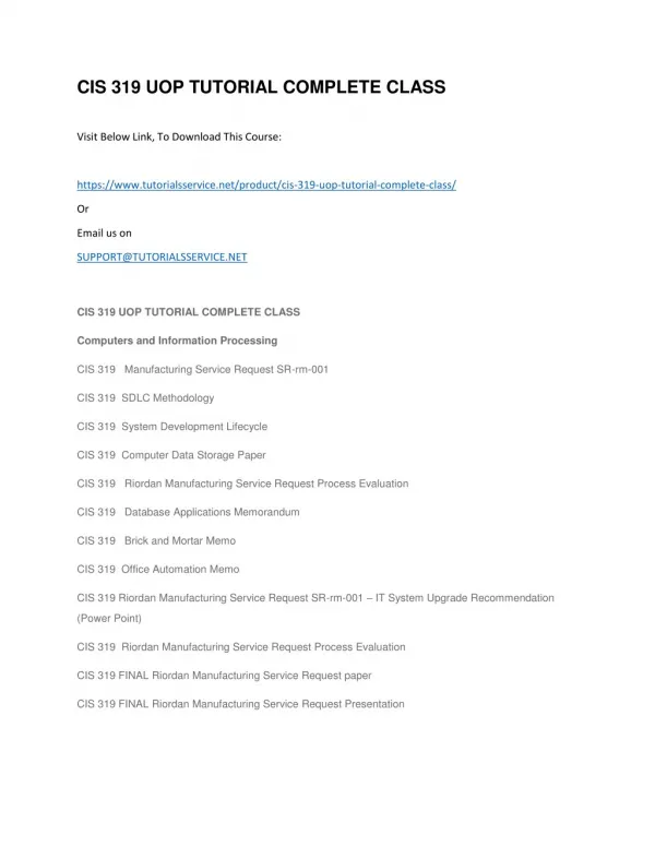 cis 319 uop tutorial complete class