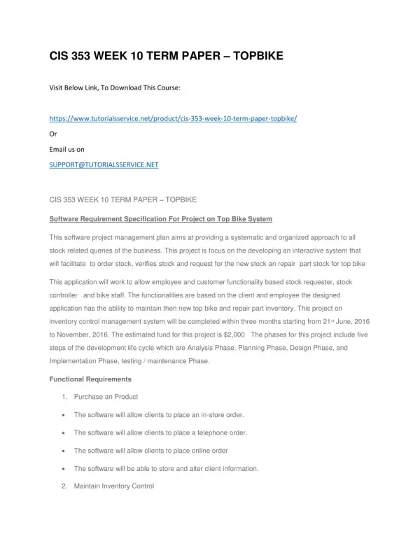 cis 353 week 10 term paper topbike