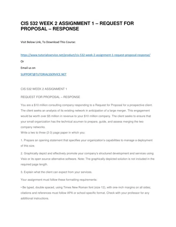 cis 532 week 2 assignment 1 request for proposal