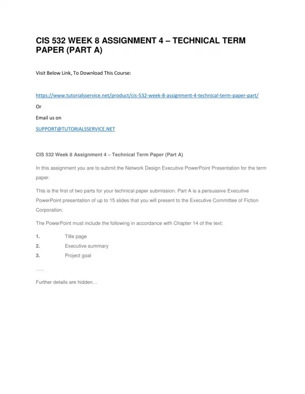 cis 532 week 8 assignment 4 technical term paper