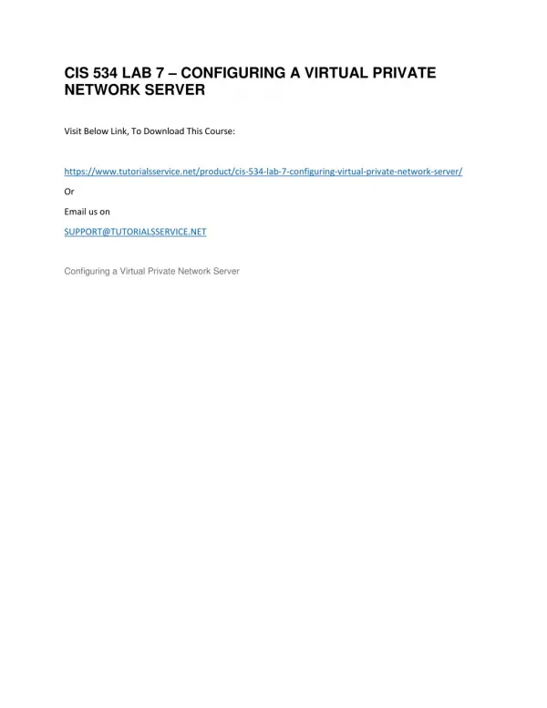 cis 534 lab 7 configuring a virtual private