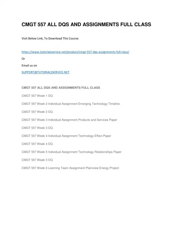 cmgt 557 all dqs and assignments full class