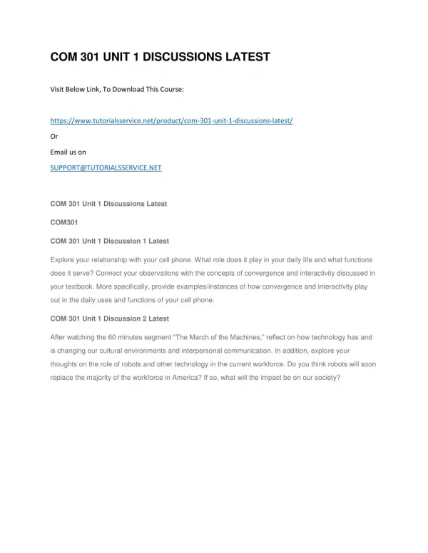 com 301 unit 1 discussions latest