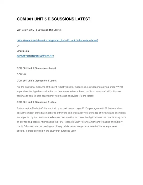 com 301 unit 5 discussions latest