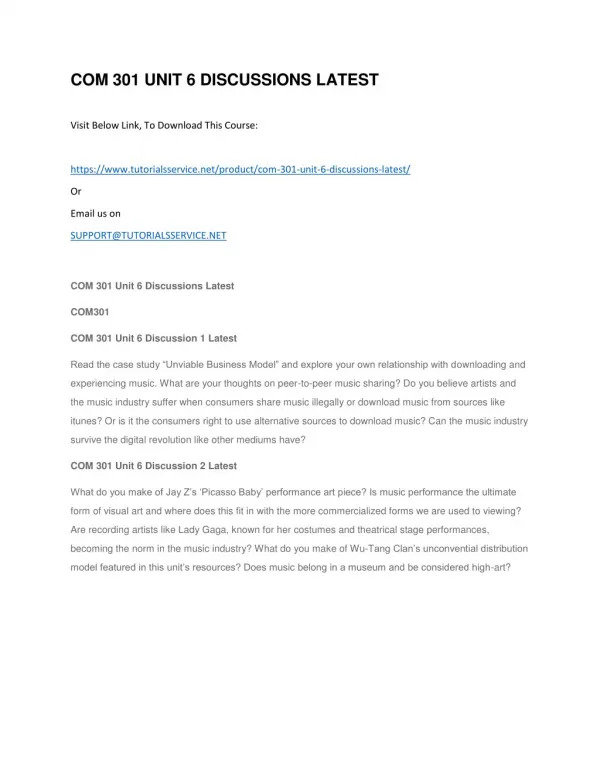 com 301 unit 6 discussions latest