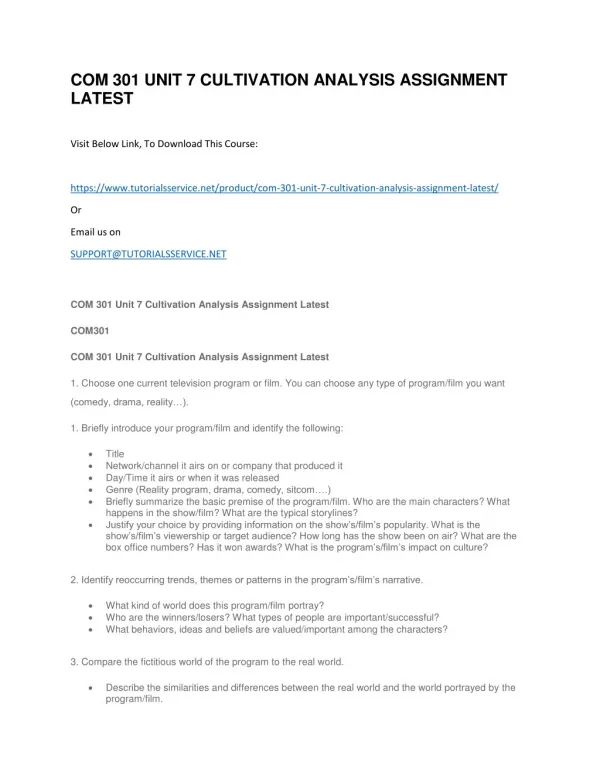 com 301 unit 7 cultivation analysis assignment