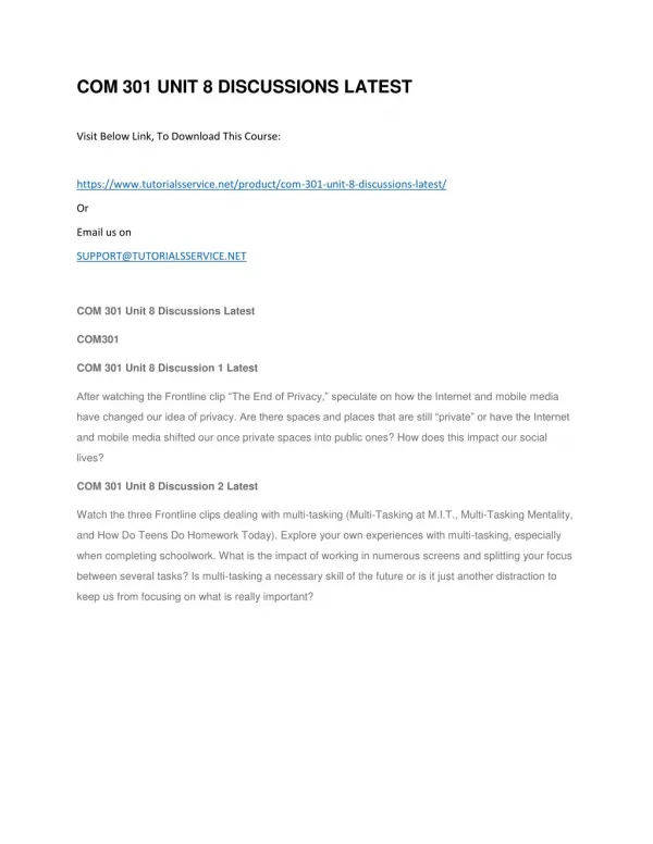 com 301 unit 8 discussions latest