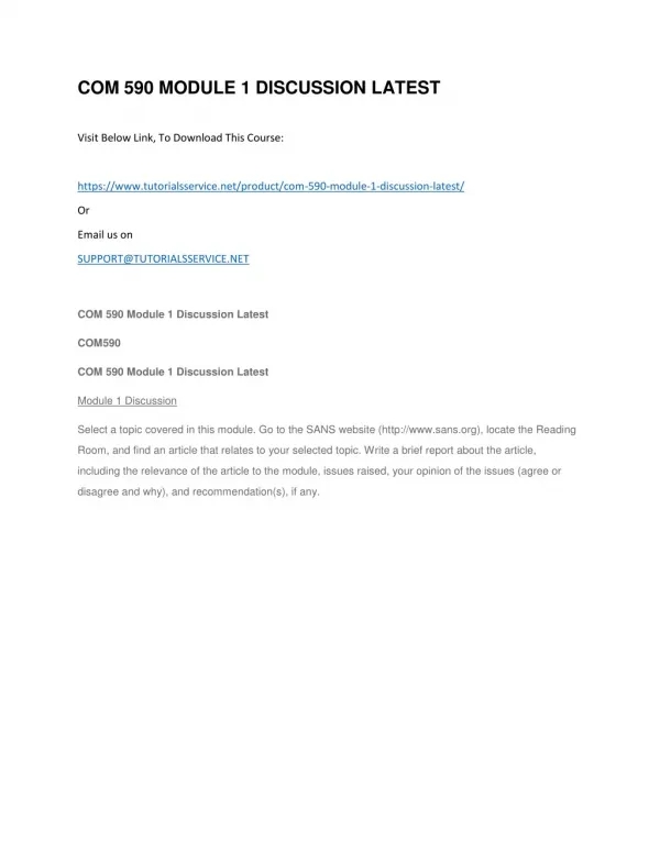 com 590 module 1 discussion latest