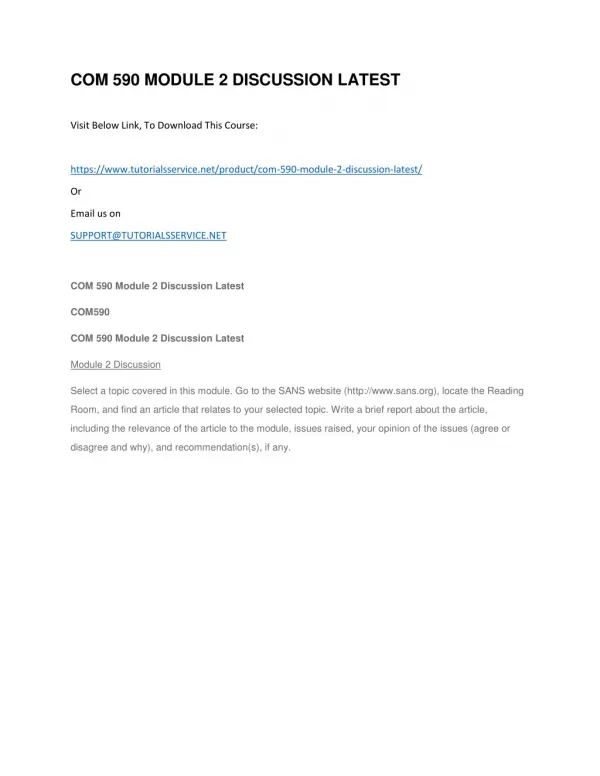 com 590 module 2 discussion latest