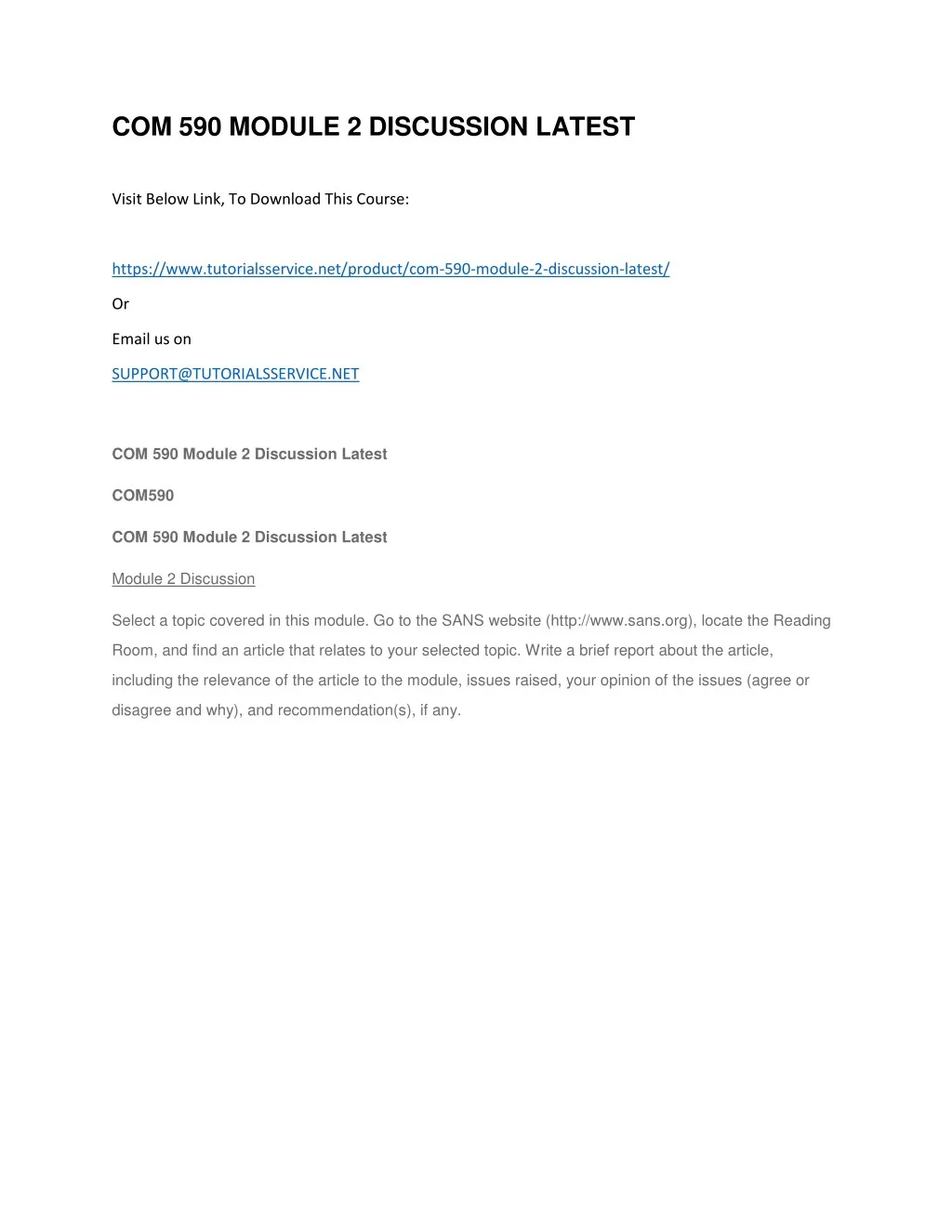 com 590 module 2 discussion latest
