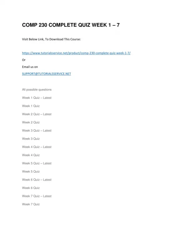 comp 230 complete quiz week 1 7