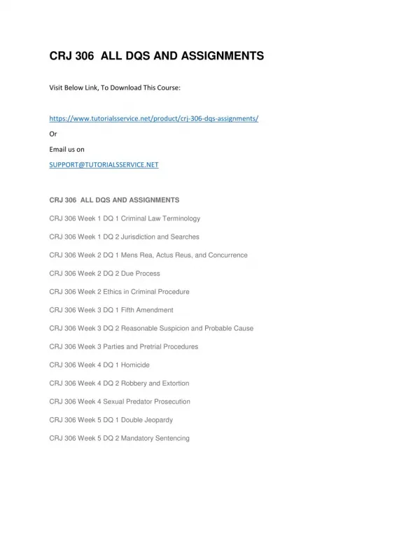 crj 306 all dqs and assignments